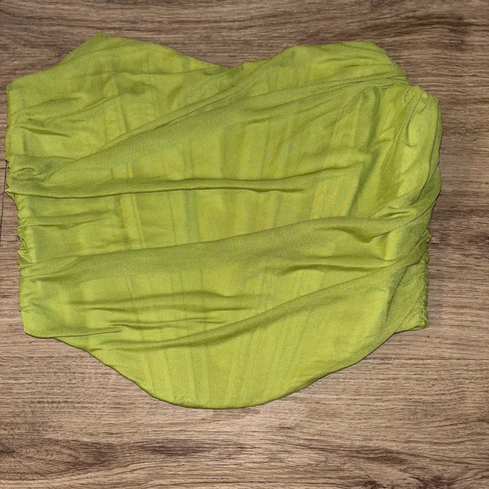 Lime Green Strapless Top with Zipper